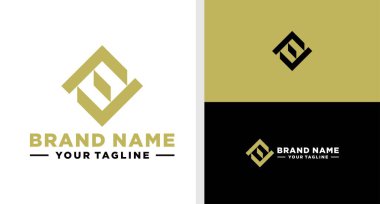 F harfi logo jeometrik luxury kare düzenlenebilir.