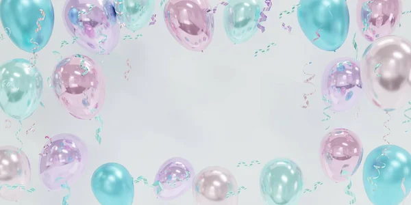 Balões Pastel Coloridos Estão Flutuando Para Festa Celebrações Com Espaço — Fotografia de Stock