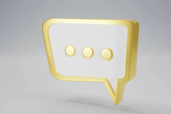 3D渲染黄金极小聊天泡沫 在白色背景下联系我们或聊天图标3D 沟通的概念 社交媒体信息 黄金聊天泡泡3D渲染示例 — 图库照片
