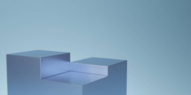 Abstract blue and gradient light background with studio  backdrops. 3D rendering blue Blank display or clean room for showing product. Minimalist mockup for podium display or showcase. 3D render.