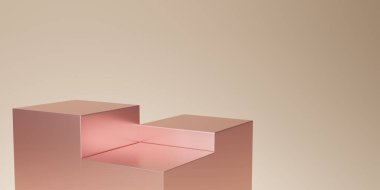 Abstract peach pink and gradient light background with studio  backdrops. Coral pink Blank display or clean room for showing product. Minimalist mockup for podium display or showcase. 3D rendering.