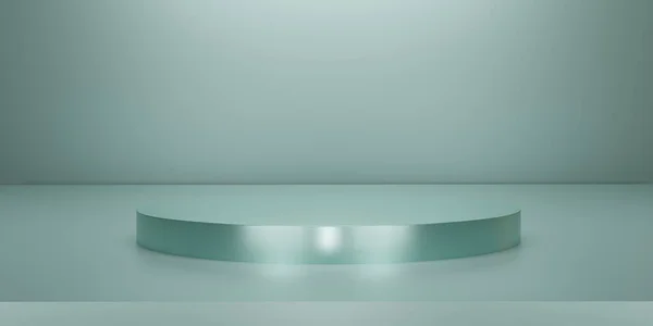 Shiny Green Pedestal Podium Studio Backdrops Metallic Green Blank Display — Stockfoto