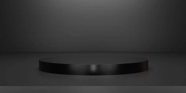 Абстрактный Черный Подиум Студийным Фоном Отрисовка Темно Пустой Дисплей Чистое — стоковое фото