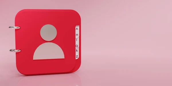 Red Address Book Icon Copy Space Texts Messages Isolated Pink — 图库照片