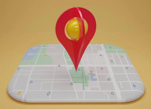 Gps Navigator Pin Checking Map Yellow Background Location Pin Location — Stockfoto