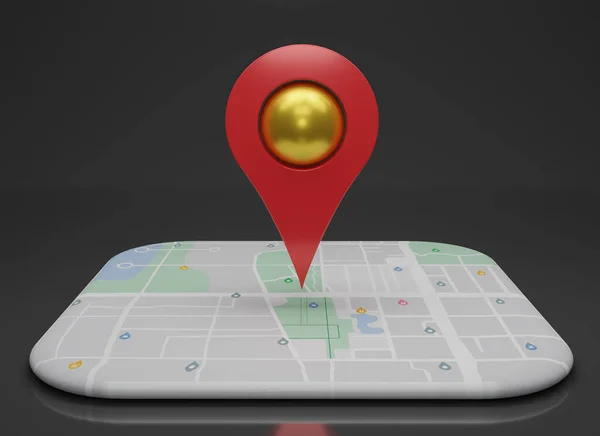 Gps Navigator Pin Checking Map Black Background Location Pin Location — Stockfoto