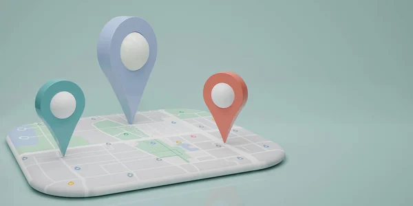 Gps Navigator Pin Checking Map Blue Background Location Pin Location — Foto Stock