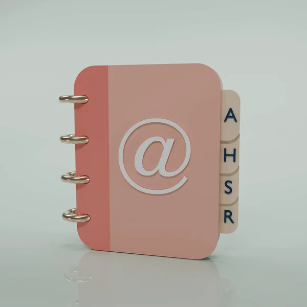 Pink Address book icon isolated on white background . Note book Icon design. 3D rendering illustration.