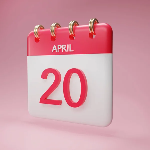 Minimal red calendar icon isolate on soft pink background. Paper calendar icons.  Calendar date icon. 3D rendering illustration.
