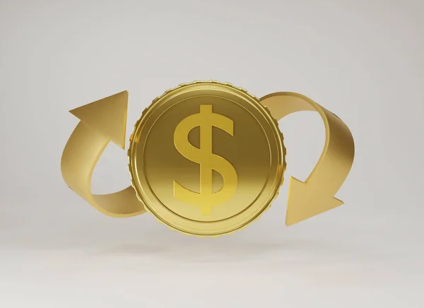 Render Cash Back Icon Gold Coin Isolate White Background Cashback — Foto Stock