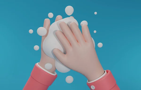 Händewaschen Mit Seife Isoliert Auf Blauem Hintergrund Handwäsche Ikone Saubere — Stockfoto