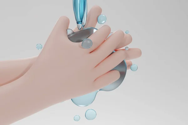 手洗いアイコン白い背景に隔離されています ウイルスや細菌を防ぐために手をきれいにサイン 衛生概念 3Dレンダリング — ストック写真