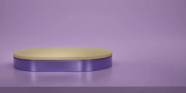 Shiny Purple Wood Oval Pedestal Podium Studio Backdrops Purple Melallic — Stock Photo, Image
