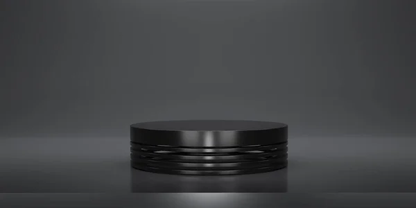 Абстрактный Черный Подиум Студийным Фоном Отрисовка Темно Пустой Дисплей Чистое — стоковое фото