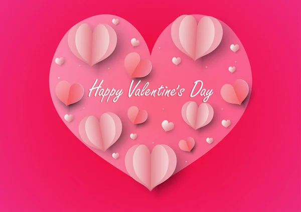 Illustration Von Liebe Und Valentinstag Mit Herzballon Papierschnitt Stil — Stockvektor