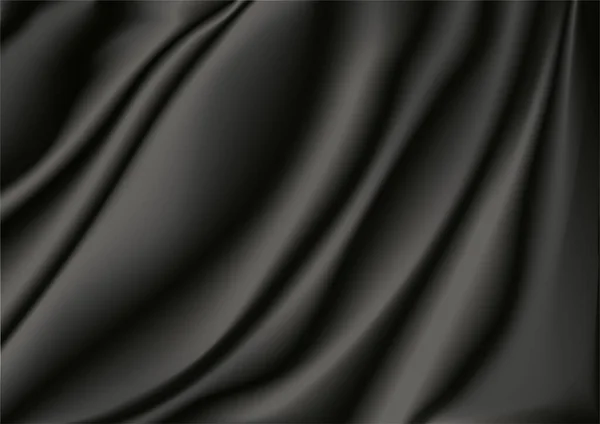 アブストラクトベクトル背景高級黒布または液体波アブストラクトまたは黒生地のテクスチャ背景 布の柔らかい波 サテン シルク 綿のケース — ストックベクタ
