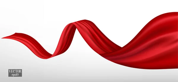 Червона Літаюча Шовкова Тканина Білому Тлі Векторний Червоний Шовк Червона — стоковий вектор