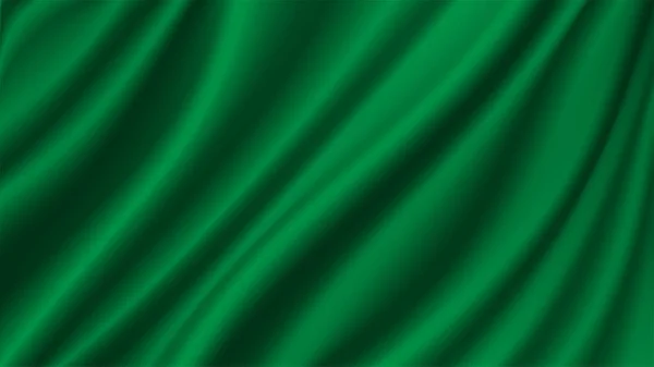 抽象ベクトル背景高級緑の布や液体の波抽象的または緑の生地のテクスチャの背景 布の柔らかい波 サテン シルク 綿のケース — ストックベクタ