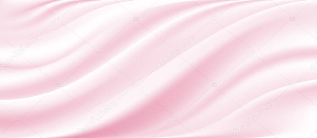 Abstract vector background luxury white cloth or liquid wave Abstract or orange fabric texture for show product. Beautiful background. Shiny silk fabric. Cloth soft wave. Creases of satin, silk, and cotton.