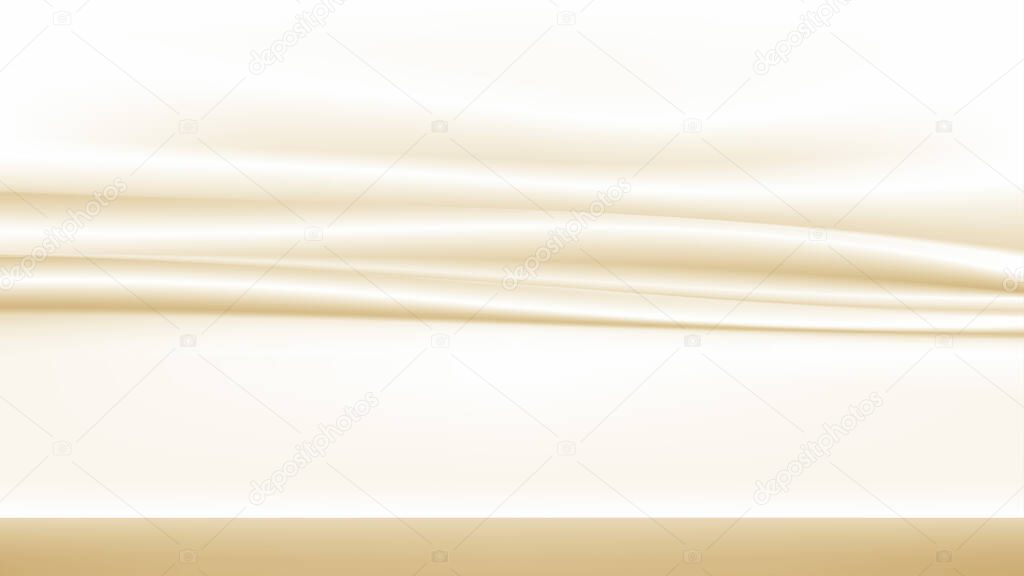 Abstract golden silk vector background luxury white cloth or liquid waveAbstract or white fabric texture background. Cloth soft wave. Creases of satin, silk, and Smooth elegant cotton.