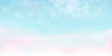 Panorama açık mavi gökyüzü ve beyaz bulut detayı kopyalama alanı ile. Gökyüzü Manzarası Arkaplanı. Renkli, berrak gökyüzü olan gökyüzü. Vektör çizimi. İyi hava ve güzel doğa. Gökyüzü bulutları arka plan..