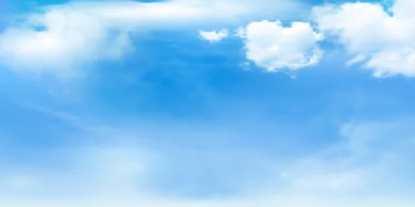 Panorama Cielo Azul Claro Detalle Nube Blanca Con Espacio Copia — Vector de stock