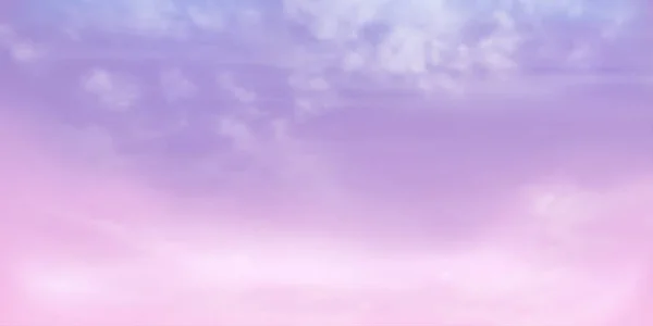 Panorama Púrpura Claro Cielo Rosado Detalle Nube Blanca Con Espacio — Vector de stock
