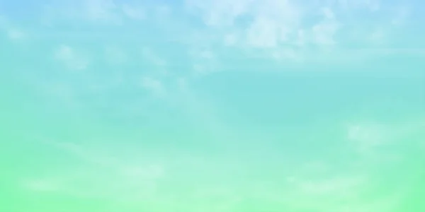 Panorama Cielo Blu Verde Chiaro Dettaglio Nuvola Bianca Con Spazio — Vettoriale Stock