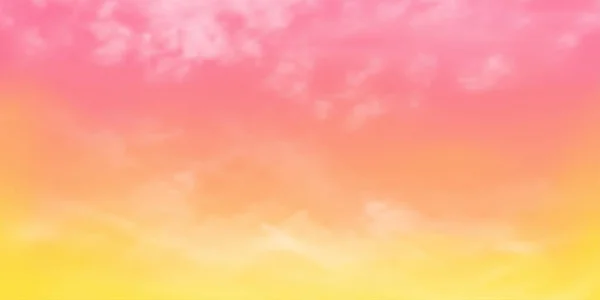 Panorama Cielo Claro Amarillo Rojo Detalle Nube Blanca Con Espacio — Vector de stock