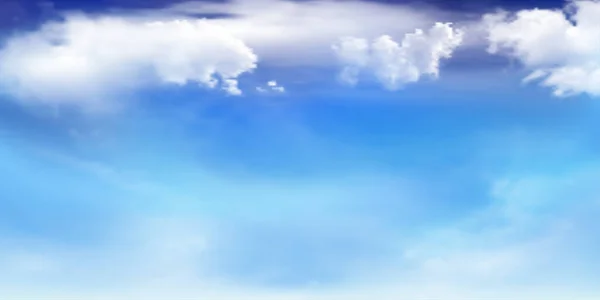 Πανόραμα Διαφανής Μπλε Ουρανός Και Λευκό Σύννεφο Λεπτομέρεια Αντίγραφο Χώρου — Διανυσματικό Αρχείο