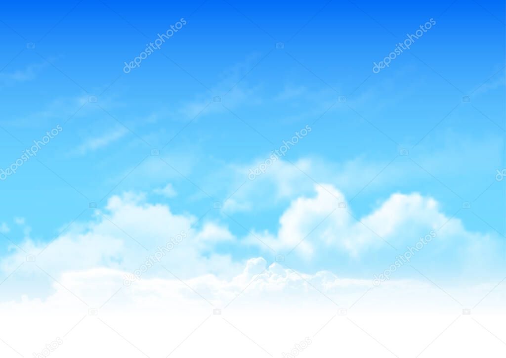 Sky blue with cound vector background.Use for background for design. Summer blue sky