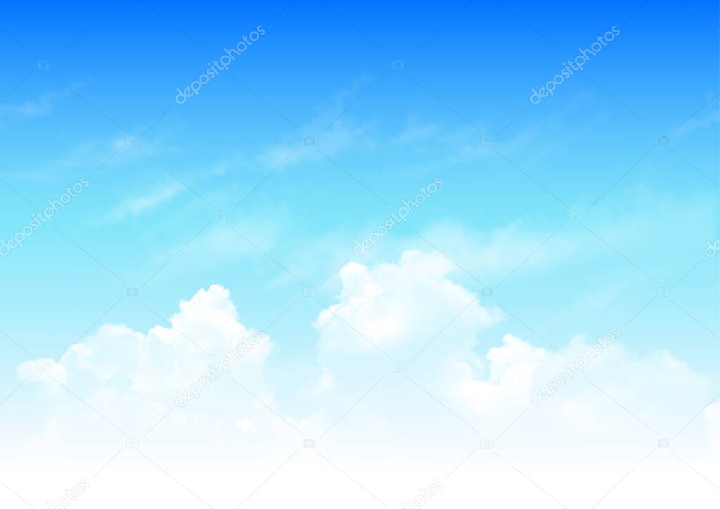 Blue sky with beautiful natural white clouds.blue sky vector background.