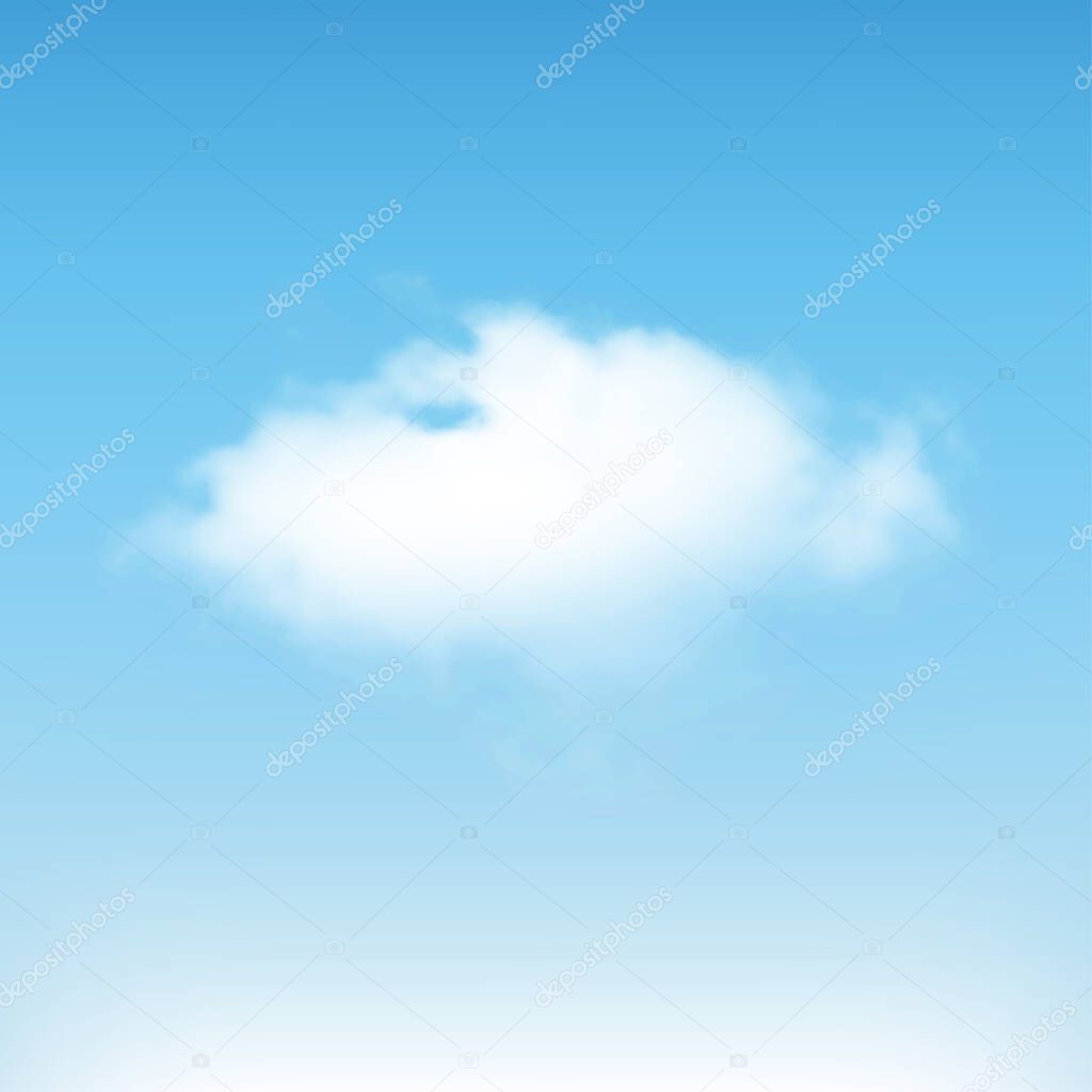 Vector realistic isolated cloud. Cloud on blue sky. 