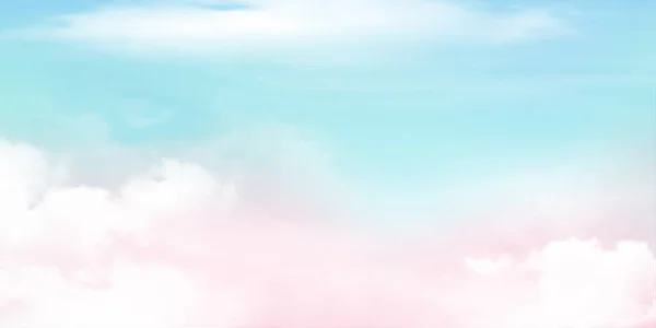 Panorama Cielo Azul Claro Detalle Nube Rosa Con Espacio Copia — Vector de stock