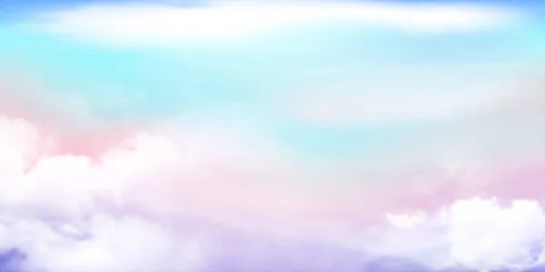 パノラマコピースペースとクリア青 ピンク 紫の空と白い雲の詳細 空の風景背景カラフルなクリアリングの空と夏の天国 ベクターイラスト スカイクラウド バックグランド — ストックベクタ