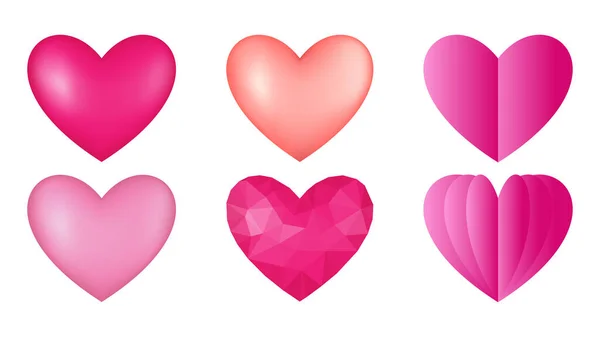 Vector Pink Hearts Icons Set Vector Illustration Vector Collection Pink — Stock Vector