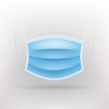 Yüz Maskesi ön görünümü beyazda izole edildi. Vektör illüstratörü.