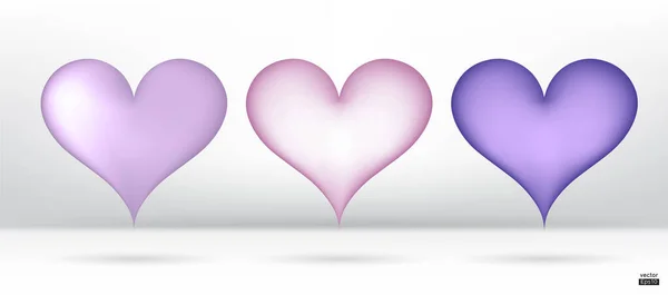 Light Purple Hearts Vector Collection Isolated White Background Symbol Love — Vetor de Stock
