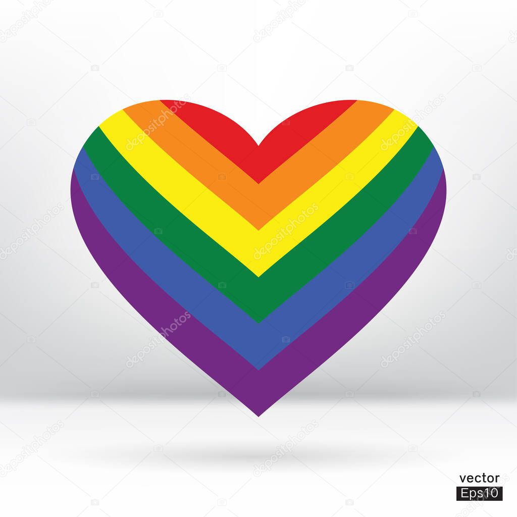 Rainbow abstract hearts. heart LGBT pride month rainbow colors,heart pattern LGBT isolated background vector.