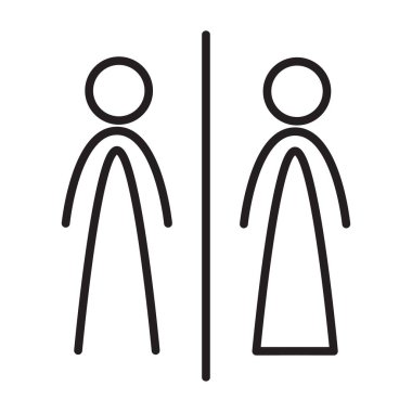 Erkekler ve kadınlar tuvaleti ikonu, erkekler ve kadınlar tuvaleti tabelası. Tuvalet vektörü ikonu. Vektör illüstratörü.