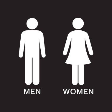 Erkekler ve kadınlar tuvaleti ikonu, erkekler ve kadınlar tuvaleti tabelası. Tuvalet vektörü ikonu. Vektör illüstratörü.
