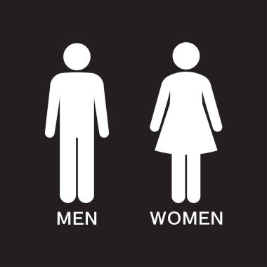 Erkekler ve kadınlar tuvaleti ikonu, erkekler ve kadınlar tuvaleti tabelası. Tuvalet vektörü ikonu. Vektör illüstratörü.