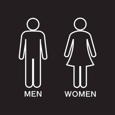 Erkekler ve kadınlar tuvaleti ikonu, erkekler ve kadınlar tuvaleti tabelası. Tuvalet vektörü ikonu. Vektör illüstratörü.