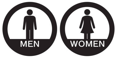 Erkekler ve kadınlar tuvaleti ikonu, erkekler ve kadınlar tuvaleti tabelası. Tuvalet vektörü ikonu. Vektör illüstratörü.
