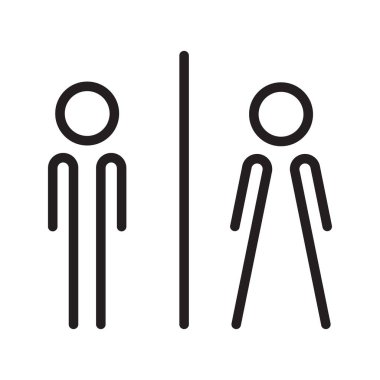 Erkekler ve kadınlar tuvaleti ikonu, erkekler ve kadınlar tuvaleti tabelası. Tuvalet vektörü ikonu. Vektör illüstratörü.