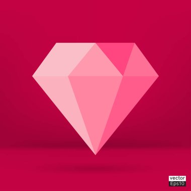 Pembe elmas mücevher ikonu iyon koyu pembe arka plan vektörü. vektör çizgisi simgesi.