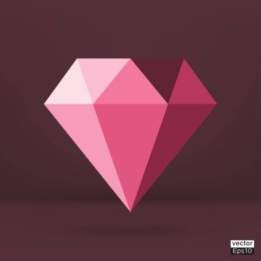 Pembe elmas mücevher ikonu iyon koyu pembe arka plan vektörü. vektör çizgisi simgesi.