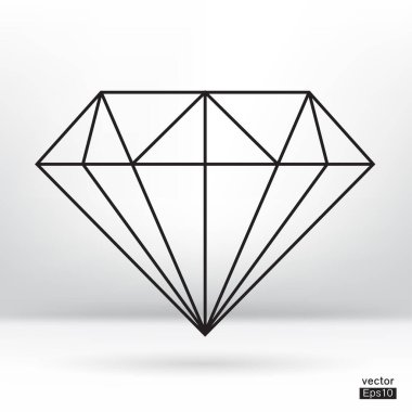 Dimond mücevher ikonu beyaz arka plan vektörünü izole etti. vektör çizgisi simgesi.