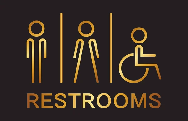 Мужчины Женщины Туалет Икона Мужчины Женщины Ванная G0Ld Черном Sign — стоковый вектор