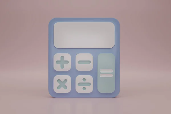 ピンクの背景に青の計算アイコンを3Dレンダリングします フォントビュー 漫画の最小計算スタイル 数学装置だ 財務分析 3Dレンダリングイラスト — ストック写真